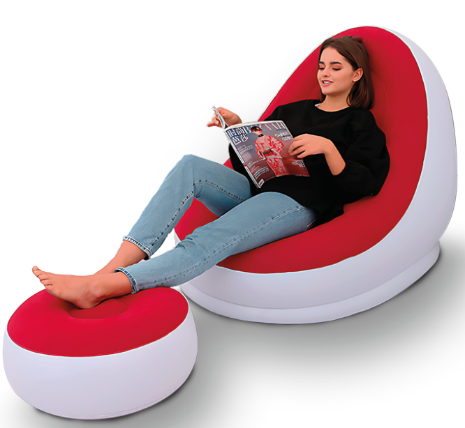 SILLÓN HINCHABLE CON REPOSAPIÉS