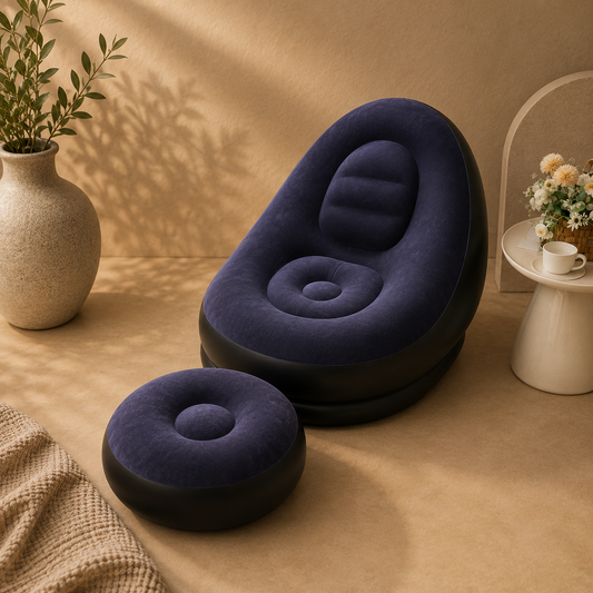 SILLÓN HINCHABLE CON REPOSAPIÉS