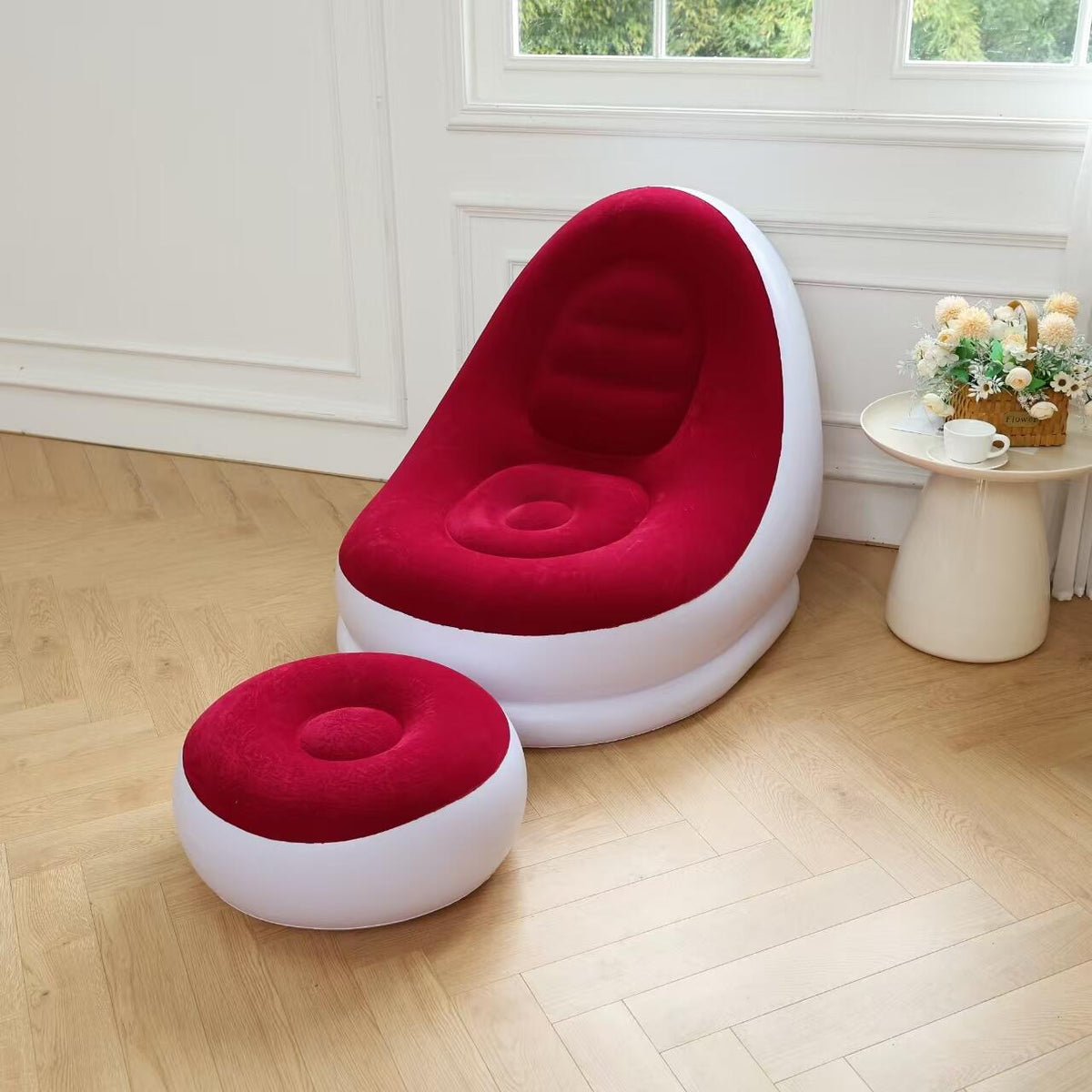 SILLÓN HINCHABLE CON REPOSAPIÉS
