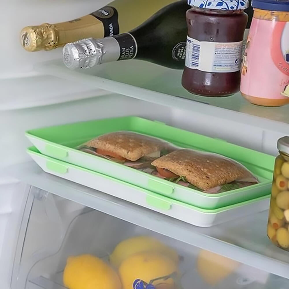 PACK DE 9 BANDEJAS APILABLES CON TAPA FLEXIBLE