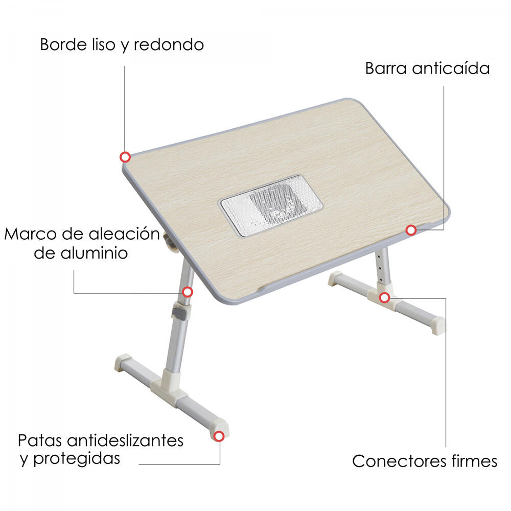 MESA PLEGABLE PARA ORDENADORES PORTATILES CON VENTILADOR USB ADAPTABLE